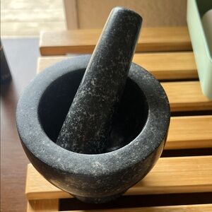 Heavy Stone Mortar and Pestle - Dark Gray Granite